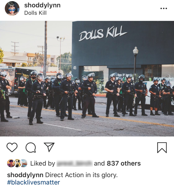 Screenshot of Shoddy's Instagram post